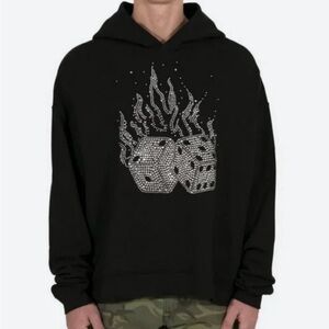 MNML Flaming Dice Cropped Hoodie NWT